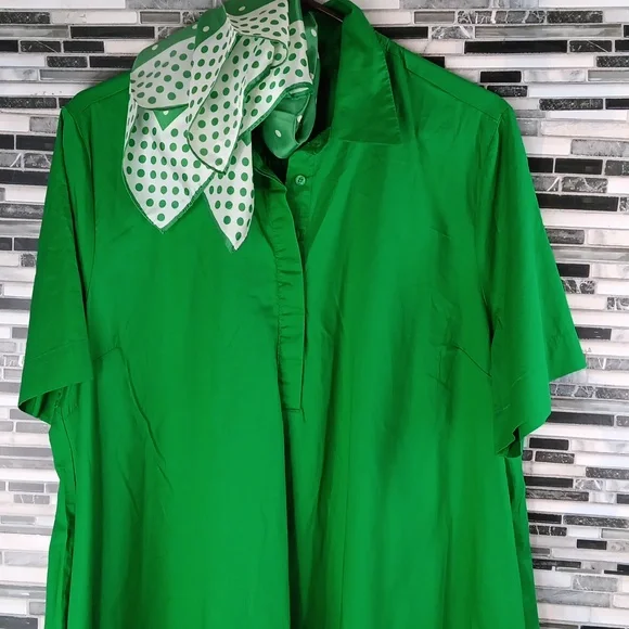 Old Navy Vibrant Kelly Green Midi Dress XL Pockets Back Pleat Casual - Picture 7 of 11